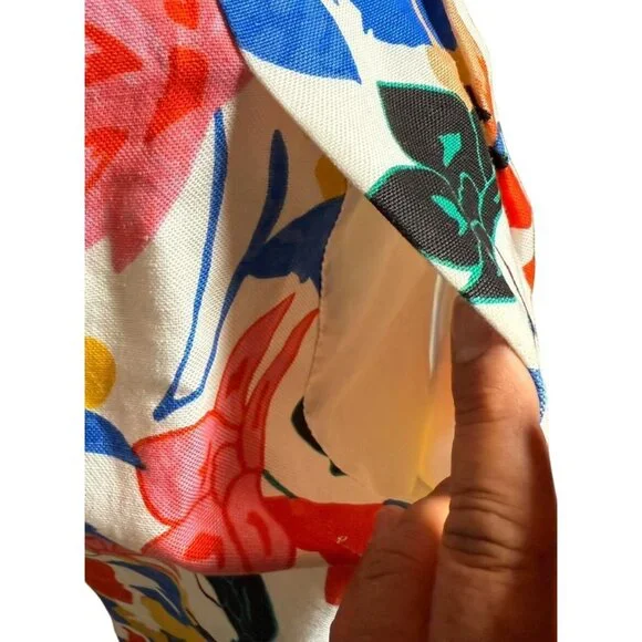 J.Crew Women’s Floral Midi Skirt White Multi-Color Pleated A-Line | Pockets | Si - Picture 4 of 9